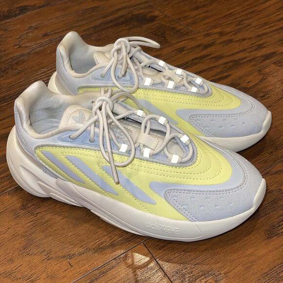 adidas Other - Kids Adidas Ozelia J Shoes Sneakers White Gray Yellow Size 3.5 Youth